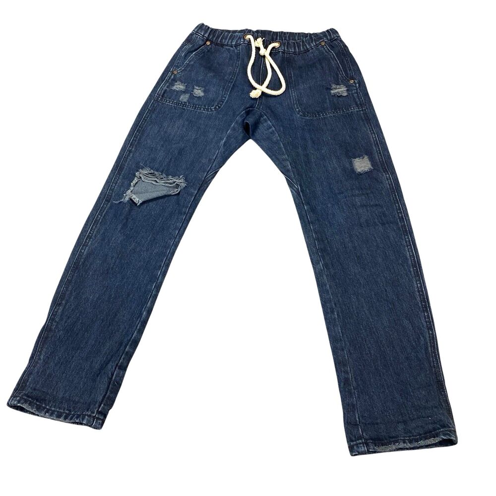 One Teaspoon Shabbies Drawstring Boyfriend Denim Jean Women XS Destroyed - Picture 2 of 16